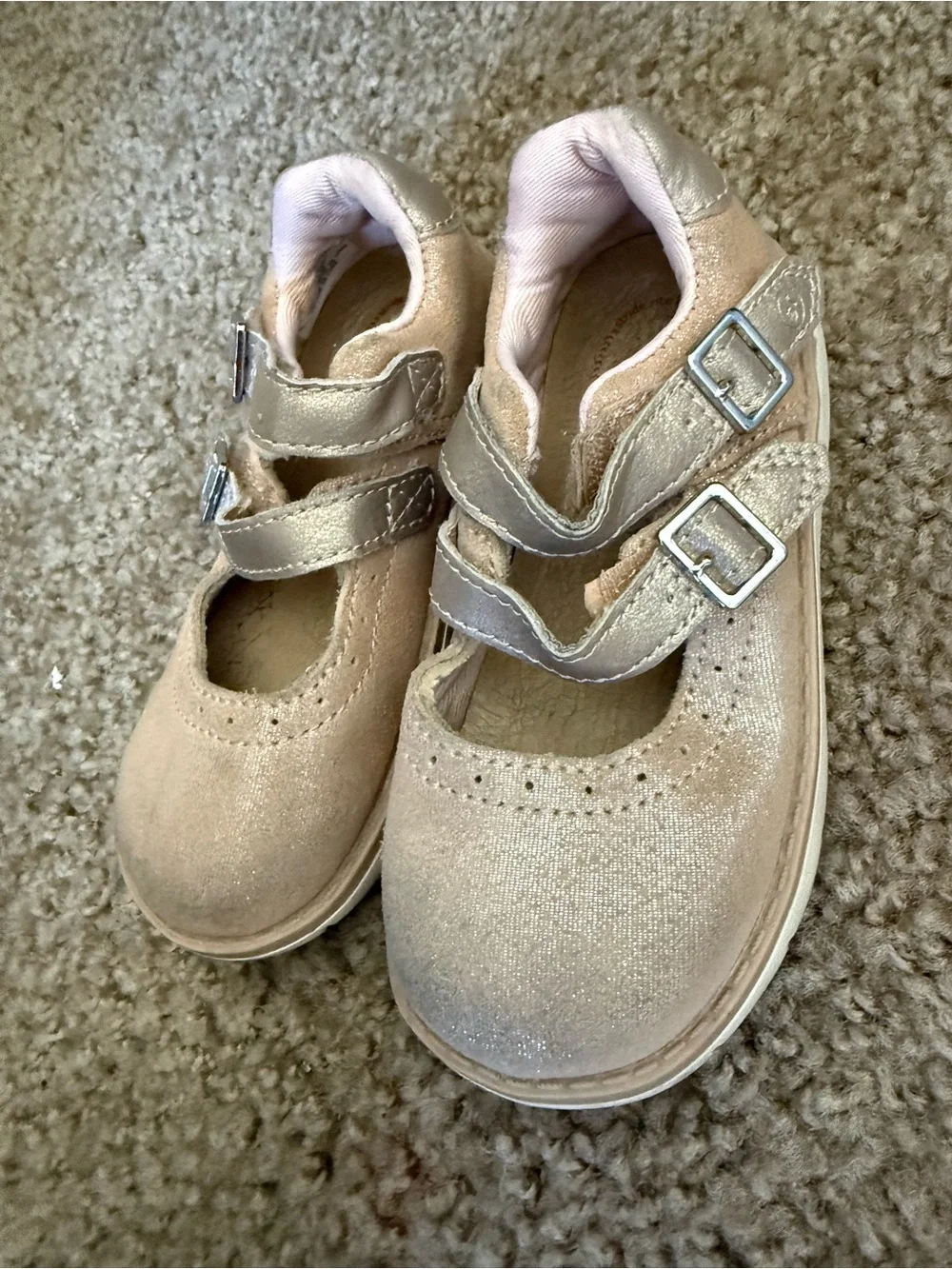 Stride Rite Girls Metallic Rose Gold Mary Jane Shoes
